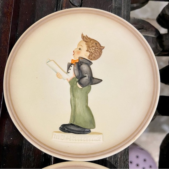 Miniatures Collector Plates 1883 Set 3 Little Music Makers Germany - Picture 2 of 7